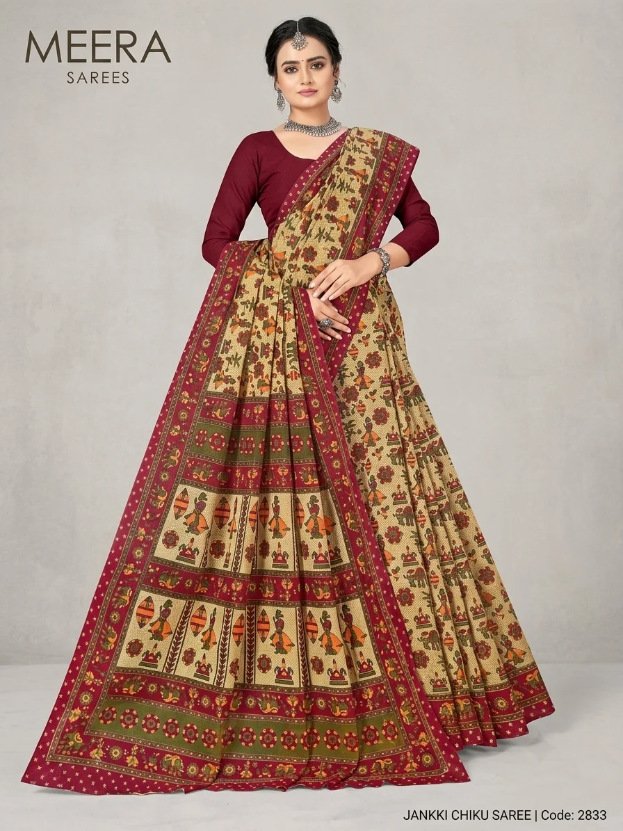Janki Meera Cotton Saree – Multicolor Traditional Designer Saree