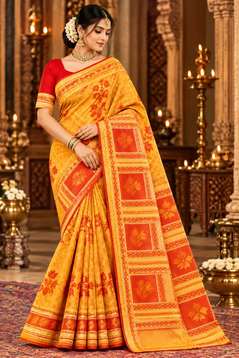 Jashmin Cotton Saree – Multicolor Designer Saree