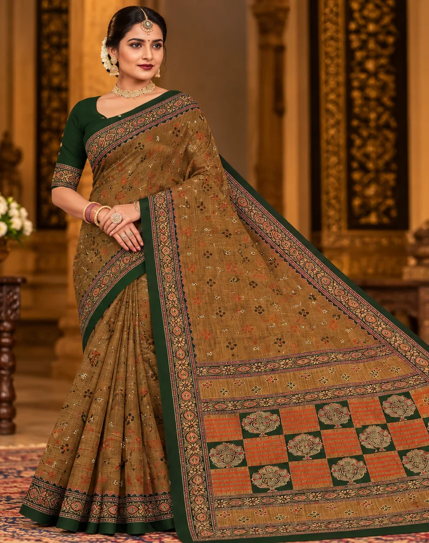 Cherry Cotton Saree – Multicolor Designer Saree