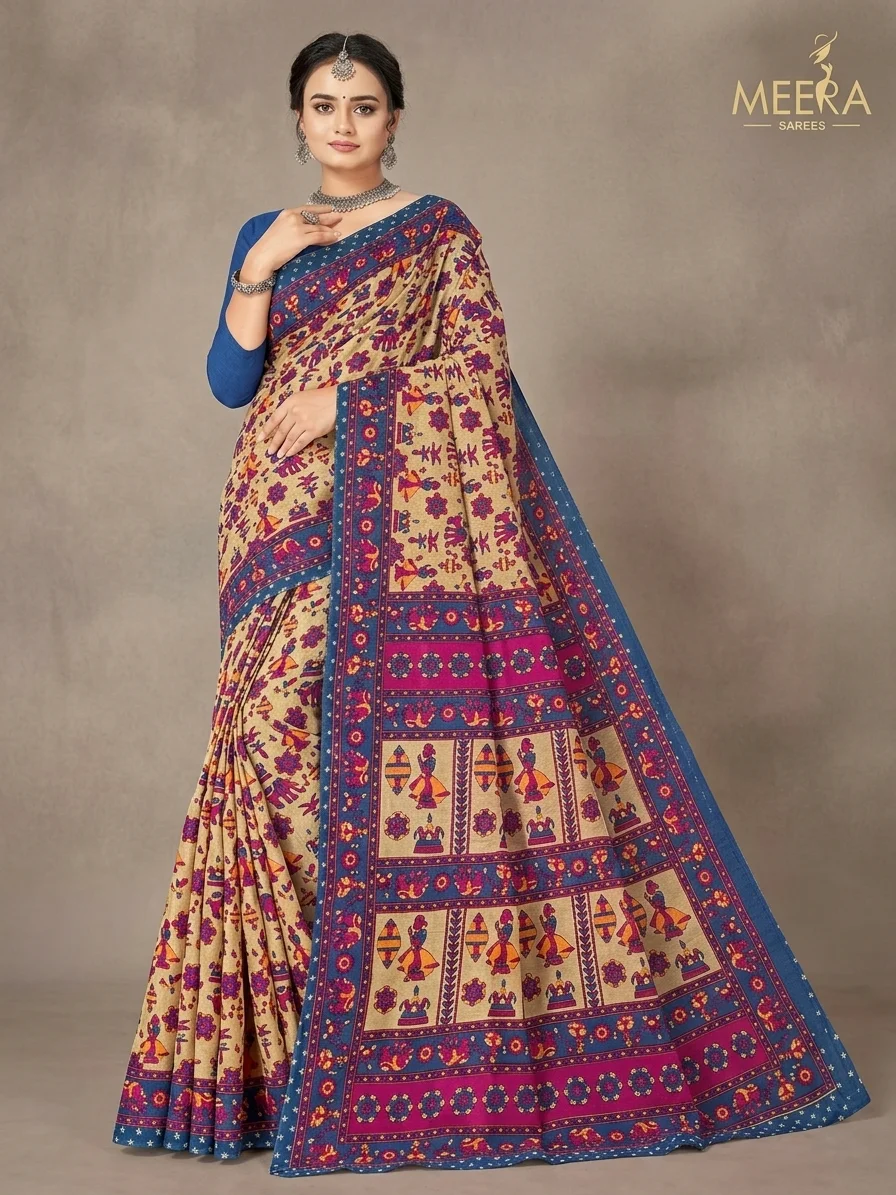 Janki Meera Cotton Saree – Multicolor Traditional Designer Saree