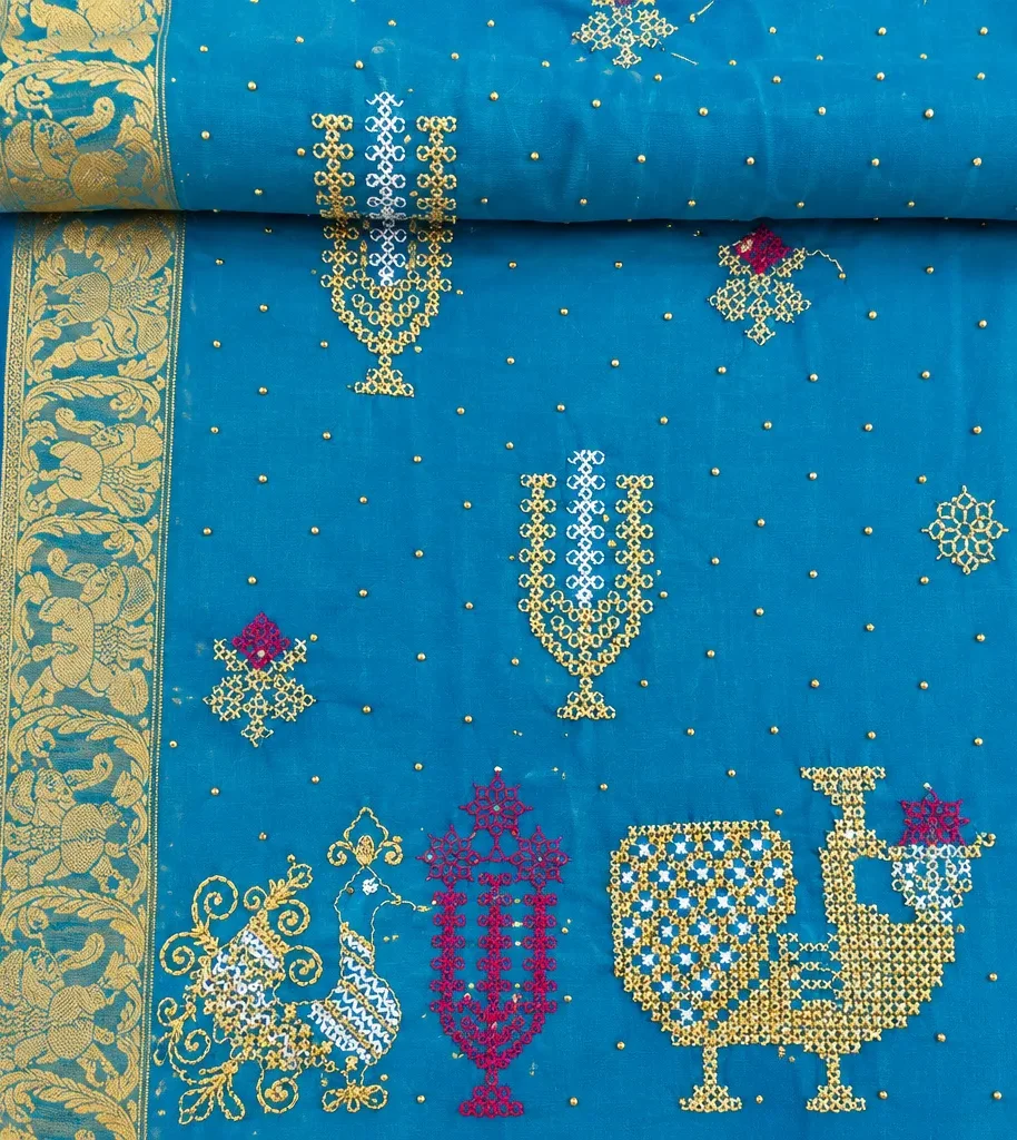 Baraat Cotton Saree – Multicolor Traditional Designer Saree - View 2