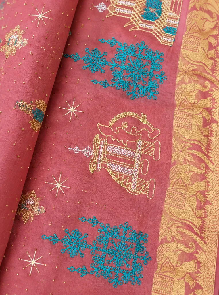 Baraat Cotton Saree – Multicolor Traditional Designer Saree - View 2