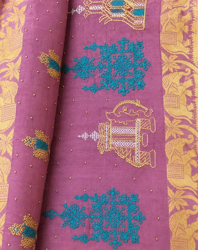 Baraat Cotton Saree – Multicolor Traditional Designer Saree - View 2